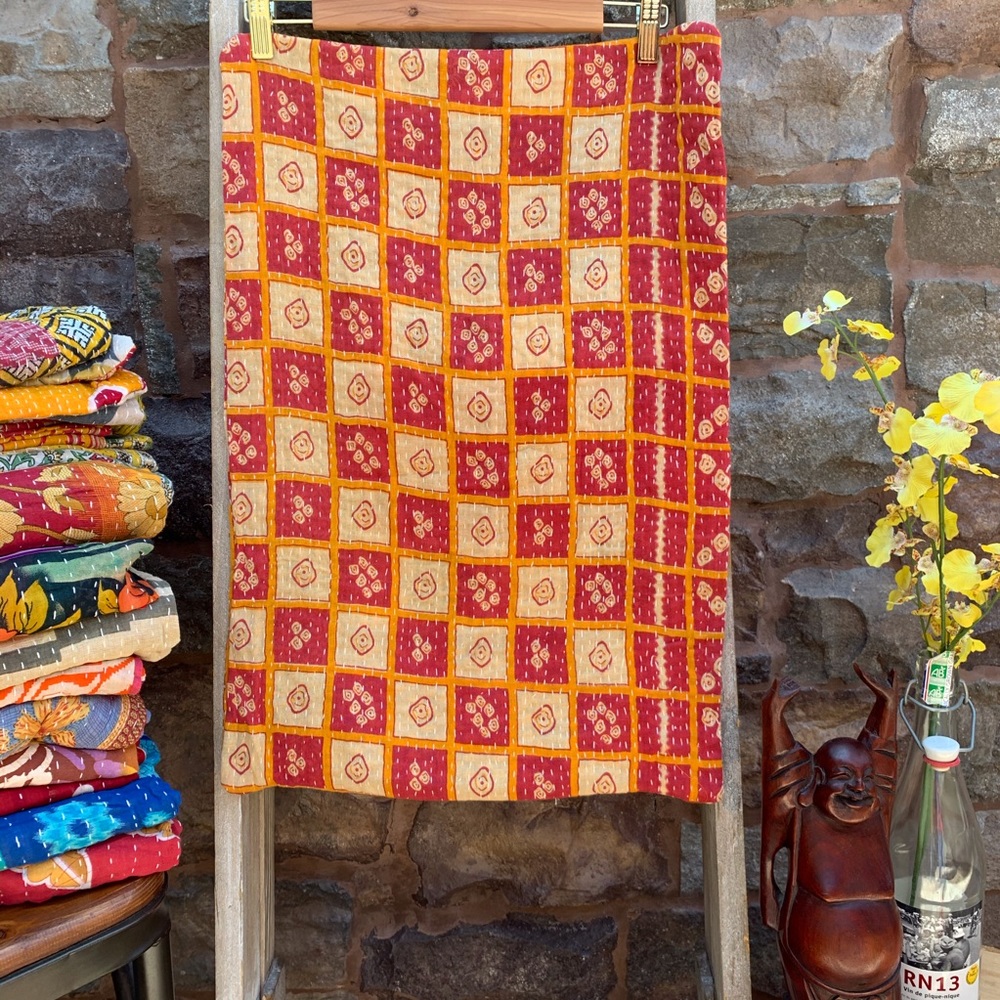 ✨VINTAGE KANTHA SARI BOHO PILLOW CUSHION COVER